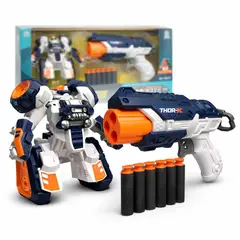 GENERICO - Set Lanzador de dardos espuma + Robot transformer
