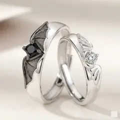 GENERICO - Set de Anillos Ajustables para Pareja Alas Eternas