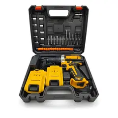 GENERICO - Kit Taladro Eléctrico Inalámbrico con Doble Batería con Maletín y Accesorios