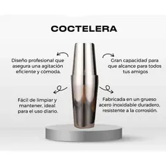 GENERICO - COCTELERA BARTENDER PROFESIONAL ACERO INOXIDABLE 28 CM - SHAKER PARA COCTELES