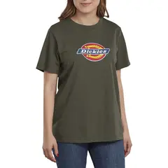 DICKIES - POLO  LOGO MUJER MANGA CORTA - VERDE MILITAR