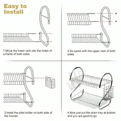 GENERICO - Rack Escurridor 2 Pisos Porta Vasos Cubierto Moderno Plateado