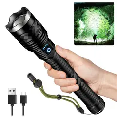 LIDIMI - Linterna Militar Recargable Alta Potencia 30W Zoom Ajustable 3000m Power Bank Linterna Táctica