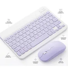 GENERICO - Teclado Con Mouse Bluetooth Inalámbrico Para Tablet PC y iPad Lila