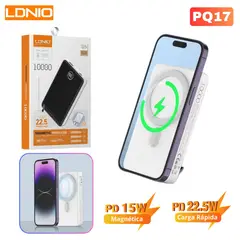 LDNIO - Power Bank 10000mAh Carga Rápida 22,5w Carga Magnética 15W Batería Portátil