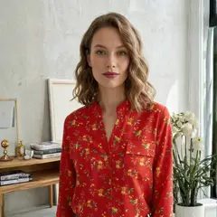 GENERICO - Blusa Manga Larga Estampado Rojo