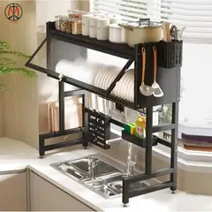 GENERICO - Escurridor de Platos de Acero Inoxidable de Fregadero Cocina con Tapa