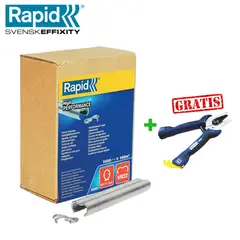 RAPID - Grapa Mallera Galvanizada VR22 Gris Caja x 1600 Grapas + Regalo Tenaza Aplicadora FP20