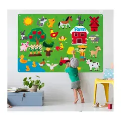 GENERICO - Tablero Mural de Fieltro Animales Granja y Selva Niños