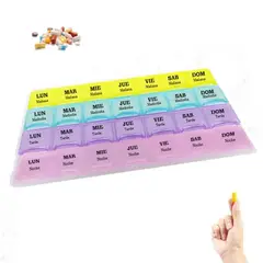 GENERICO - Pastillero Semanal 4 tomas en español 28 compartimientos