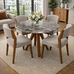 NOEL - Mesa de Comedor Circular de Mármol Verde Odisea 90cm Deco