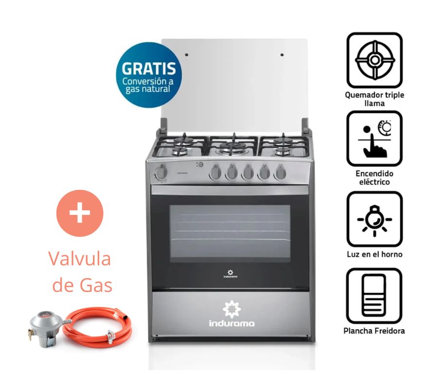 Cocina a Gas 5 Quemadores Cantabria QZ Croma + Válvula de Gas
