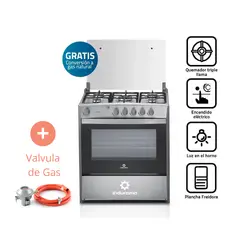 INDURAMA - Cocina a Gas 5 Quemadores Cantabria QZ Croma + Válvula de Gas