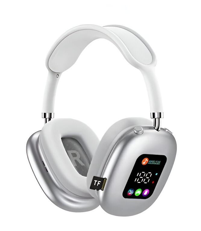 Audífonos Bluetooth Pantalla Digital Blanco
