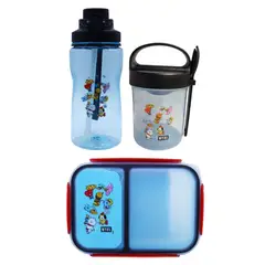 KAWAI - Pack Escolar BTS21 KPOP Tomatodo con Cañita 1250ml + Taper con Cuchara 560ml + Taper 1200ml