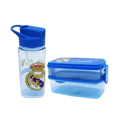 REAL MADRID - Pack Escolar Tomatodo con Cañita 500ml + Taper Doble Nivel 510ml