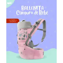 GENERICO - CANGURO DE BEBÉ MODELO BALLENITA - COLOR ROSADO PREMIUM