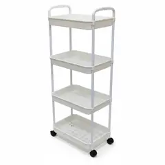 GENERICO - Estante Organizador Con Ruedas 4 Niveles Blanco
