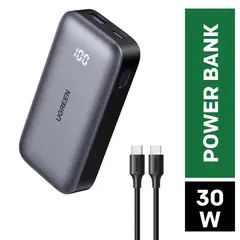 UGREEN - Power Bank 10000mAh Carga Rápida 30W USB-C y USB-A Con Cable