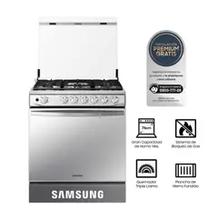 SAMSUNG - COCINA A GAS NX52T7322PS GLP/GN 5 HORNILLAS MIRROR LOOK PLATA