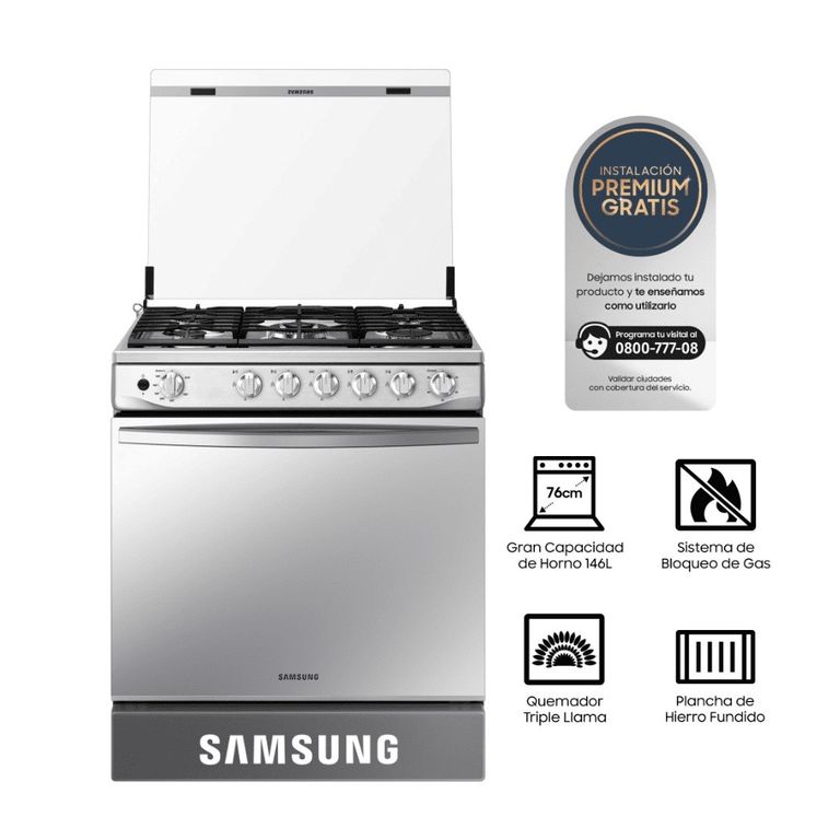 Cocina de Pie a Gas 5 hornillas con Plancha y Grill NX52T7322PSPE