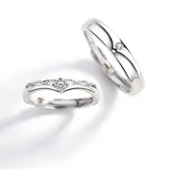 GENERICO - Anillos de Pareja Ajustables con Zirconia - Amor y Compromiso