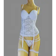 GENERICO - Corse Lenceria de Encaje DEALCOBA Hilo Portaligas y 2 Ligas Pierna 38 B