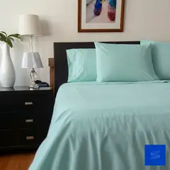 SUIT THE BED - Juego de sábanas Algodón Pima - King - 150 Hilos - verde agua