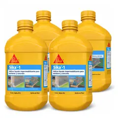 SIKA - Pack de 4 unidades de galon de 4Lt, Sika-1/ Aditivo impermeabilizante liquido