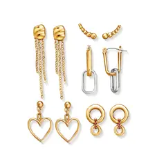 ESIKA - Estuche de Aretes x5 RAVELLA Hermosos Tendencia Baño de Oro 24K