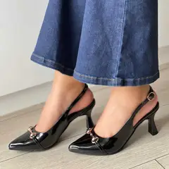 GENERICO - ESTILETO NEGRO CHAROL LUANAS PARA MUJER TACO 7