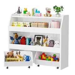 GENERICO - Juguetero con 2 Baul con ruedas Pety Blanco Amore Home