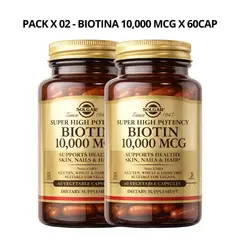 SOLGAR - PACK X 02 - Biotina / Biotin 10000 MCG - 60 Cápsulas