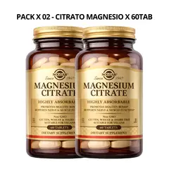 SOLGAR - PACK X 02 - Citrato Magnesio / Magnesium Citrate - 60 Tabletas