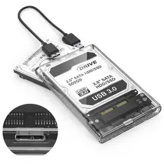 SEISA - Case Disco Duro Externo 2.5 Transparente USB 3.0 SATA SSD HDD