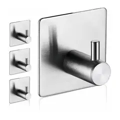 GENERICO - Pack x4 Gancho multifuncional de acero inoxidable, no requiere perforación