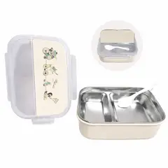 GENERICO - Taper Lonchera de Acero Inoxidable 304 de 2 Compartimentos - Lonchera Escolar Compacta con Cucharita