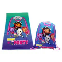 LA CASA DE GABBY - Pack Escolar Gabby Dollhouse Set de Toallas 28x36cm + Bolsa de Aseo 42x34 cm