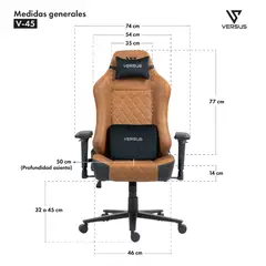 VERSUS - Silla Gamer V-45 Vintage Café/ Negro (EDICIÓN LIMITADA) Ergonómica Reclinable