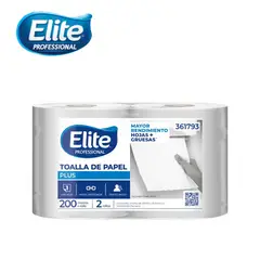 ELITE - Papel toalla una hoja 200 metros 2 rollos PLUS