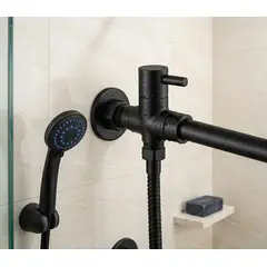 GENERICO - VALVULA DESVIADORA DOBLE PARA DUCHA TELEFONO NEGRO MATE