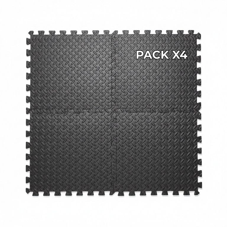Piso de Goma 15mm para Gimnasio 60x60 cm Set X4