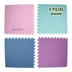 PENTHA - Piso Eva de Goma Niños 60x60x1.3cm Pack Nórdico 4 Unid
