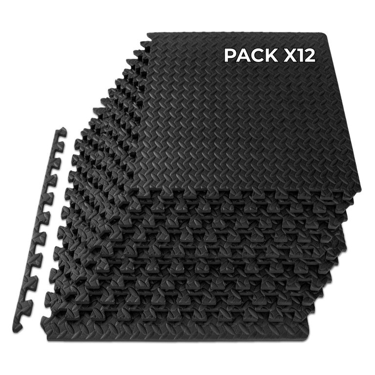 Piso de Goma 15mm para Gimnasio 60x60 cm Set X12