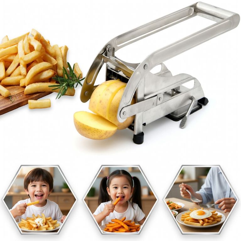 Cortador de Papas Fritas con Palanca Reforzada - Picadora de Vegetales Acero Inoxidable