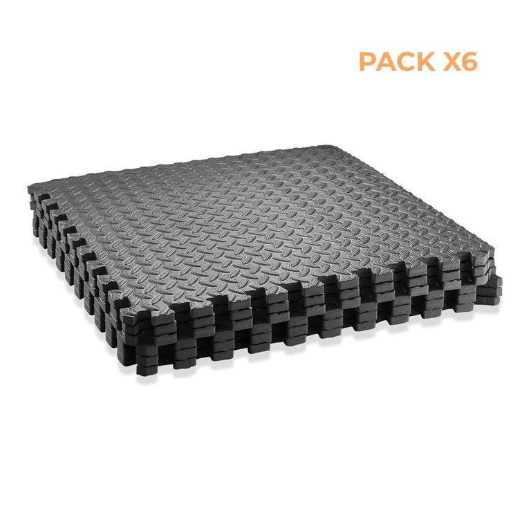 Piso Eva Antideslizante para Gimnasio 15mm 60x60cm Set X6