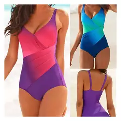 DENISASAA - Traje de baño de una pieza bikini sexy ajustado con degradado arcoíris