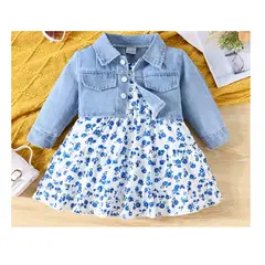 GENERICO - Vestido floral manga corta con bolero jean