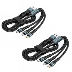 GENERICO - 2 Cables (usb-c, Micro Usb) Usb Carga Rápida 120w 1.2m