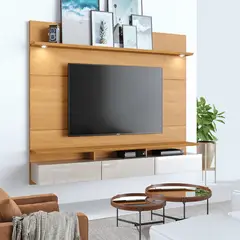 PAZART MUEBLES - CENTRO DE ENTRETENIMIENTO PANEL DECORE LED 1.8 NATURE & OFF WHITE